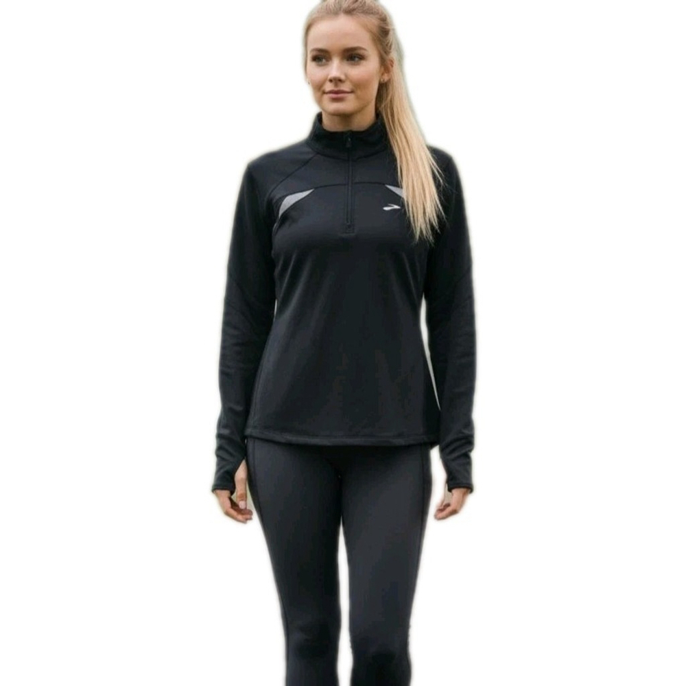 Brooks Performance Quarter-Zip Women's Large Black Long-Sleeve Running Jacket